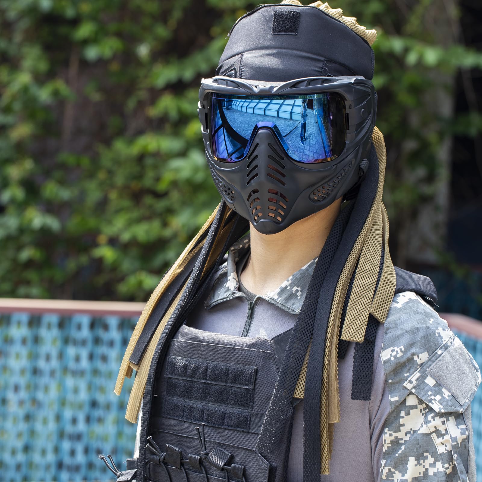 Paintball Mask Anti Fog, Airsoft Mask Full Face Adjustable Protection Gear, Tactical Mask for Men Motorcycle Riding Skiing Face Protection