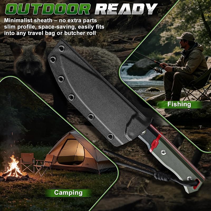 Purple Dragon 4.8 Inch Outdoor Skinner Knife - Drop Point D2 Steel, Full-Tang, G10 Handle