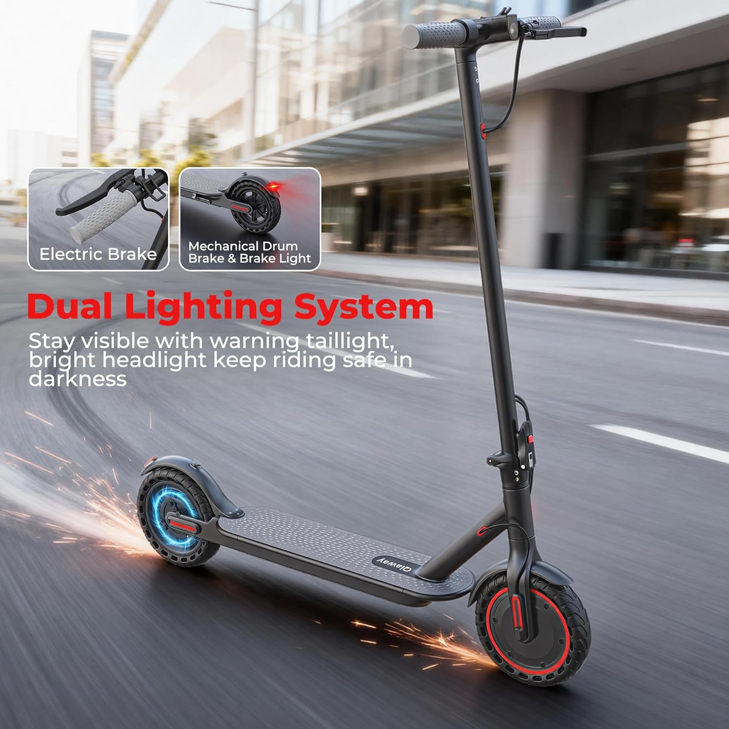 Qlaway Electric Scooter for Adults - 19 MPH Speed, 350W Motor, 15-22 Miles Range, 265 LBS Capacity
