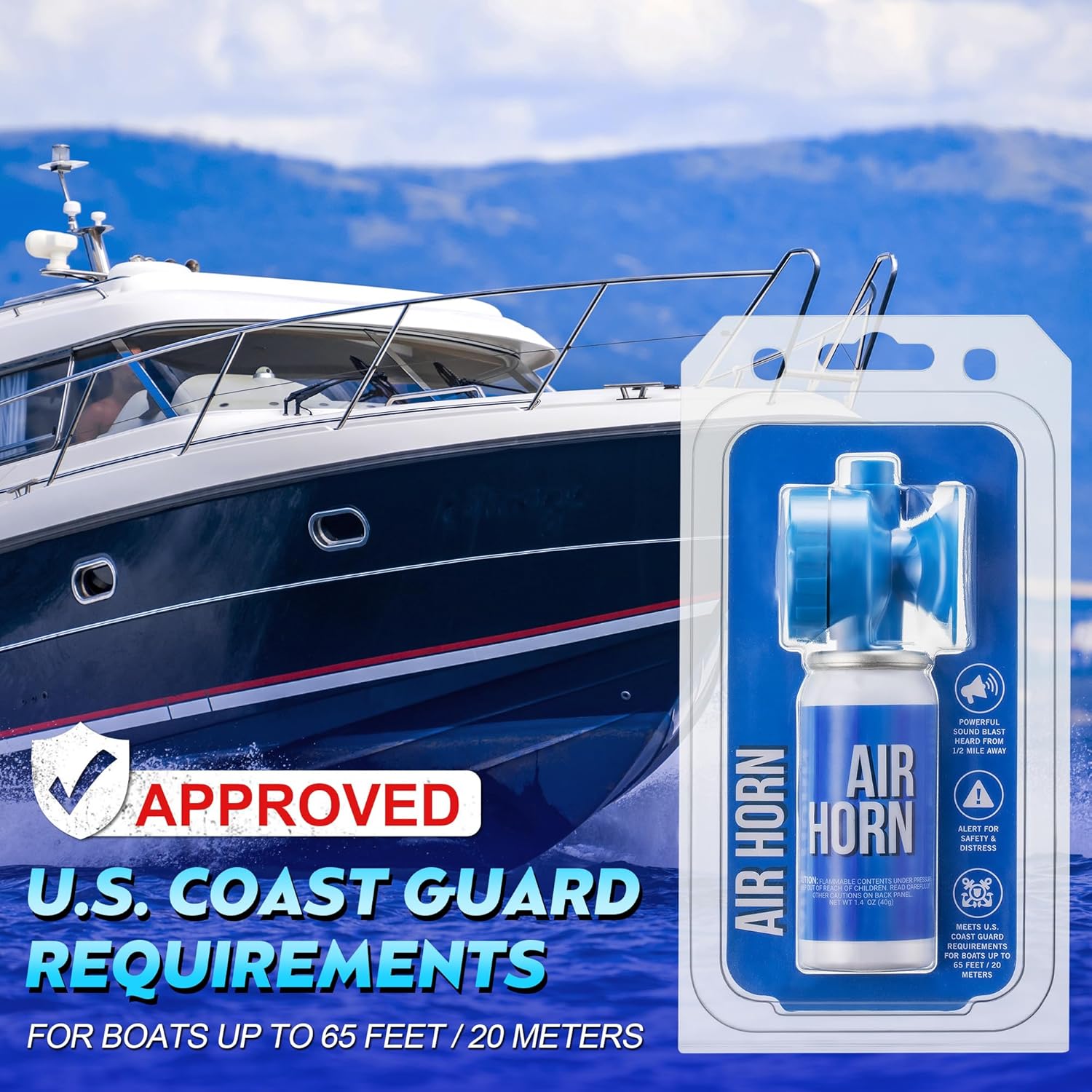 Saillong Marine Boat Air Horn - Loud 1.4oz Safety Horn for Emergency Use | Compact Design for Boating & Outdoor Events