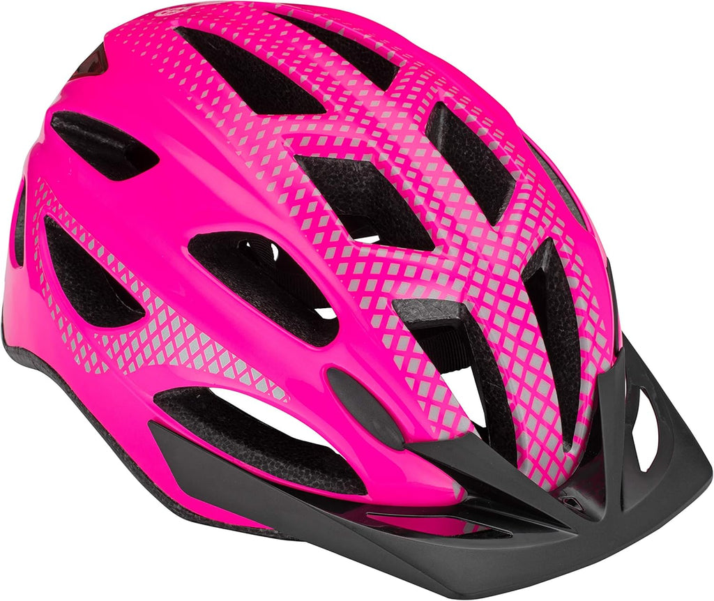 Schwinn Adult Bike Helmet - Lighted with Rear LED, Adjustable Fit 58-62 cm, 17 Air Vents, Removable Visor