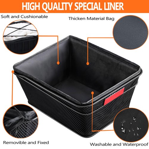 YONTUO Rear Bike Basket with Liner,Large Bicycle Basket with Waterproof Cover,Bicycle Rear Basket with Cargo Net,Great for Bike Trip,Carrying Grocery and Some Heavy Load，BCB04