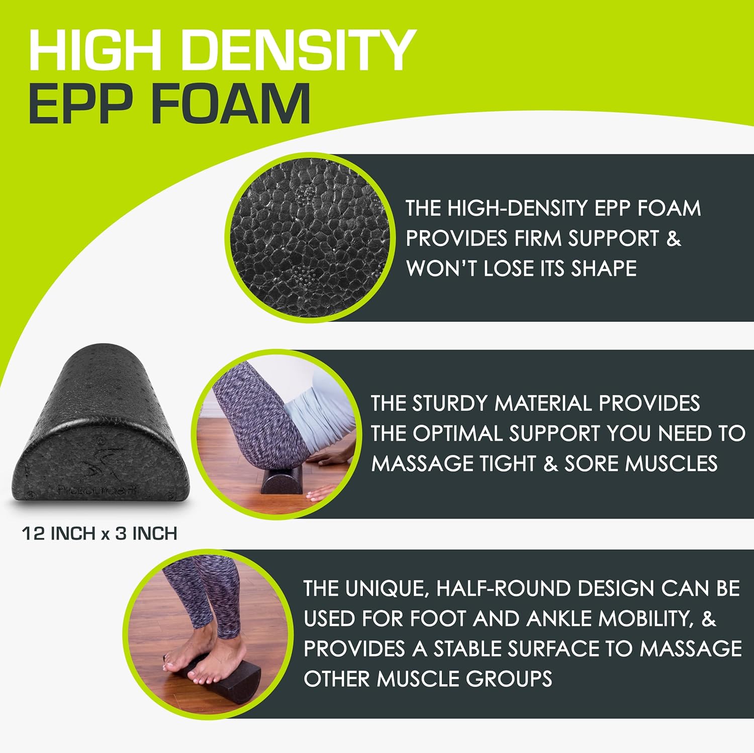 ProsourceFit High Density Foam Roller - Firm Full Body Massager for Back Stretching & Yoga | 36 Inches Long