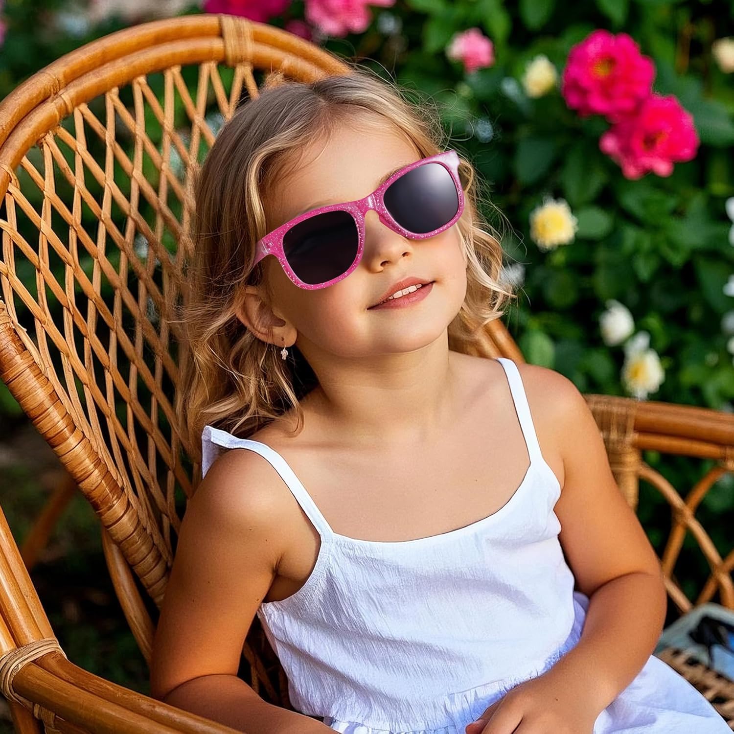 Obmwang Kids Sunglasses - Princess Glitter Design with UV 400 Protection | 3 Pack for Toddler Girls