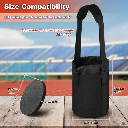 Cosmos Shot Put Carry Bag - Portable Shoulder Bag with Adjustable Strap & Foam Padding for 6-16 LBS Balls