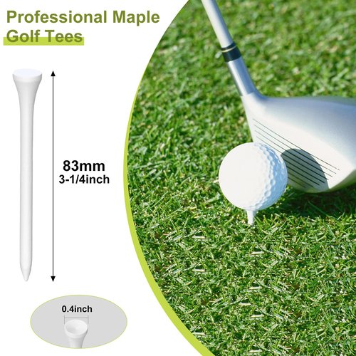 Vinsot 1000 Pcs Golf Tees Bulk 3-1/4 '' Wooden Bamboo Tees Decoration for Men Women Clubs Golf Ball Theme Party Accessories School Supplies(White,Solid)