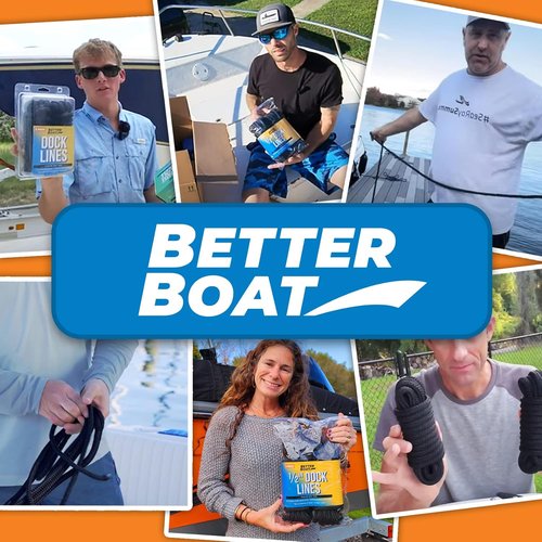 Better Boat Dock Lines - 3/8" x 15ft Double Braided Nylon Rope, Marine Grade Mooring Line, Black