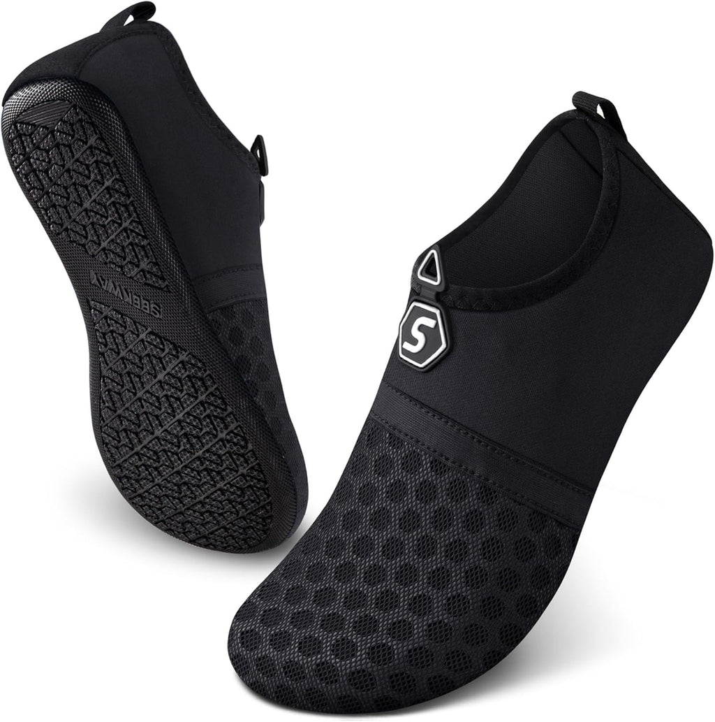 SEEKWAY Water Shoes - Quick-Dry Aqua Socks for Beach, Pool, and River | Unisex Black SK001