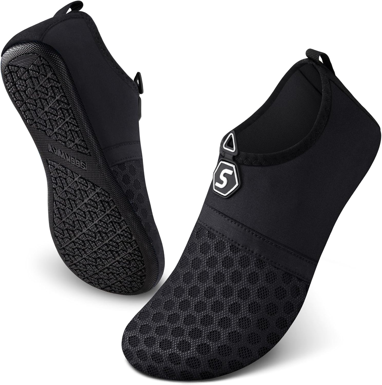 SEEKWAY Water Shoes - Quick-Dry Aqua Socks for Beach, Pool, and River | Unisex Black SK001