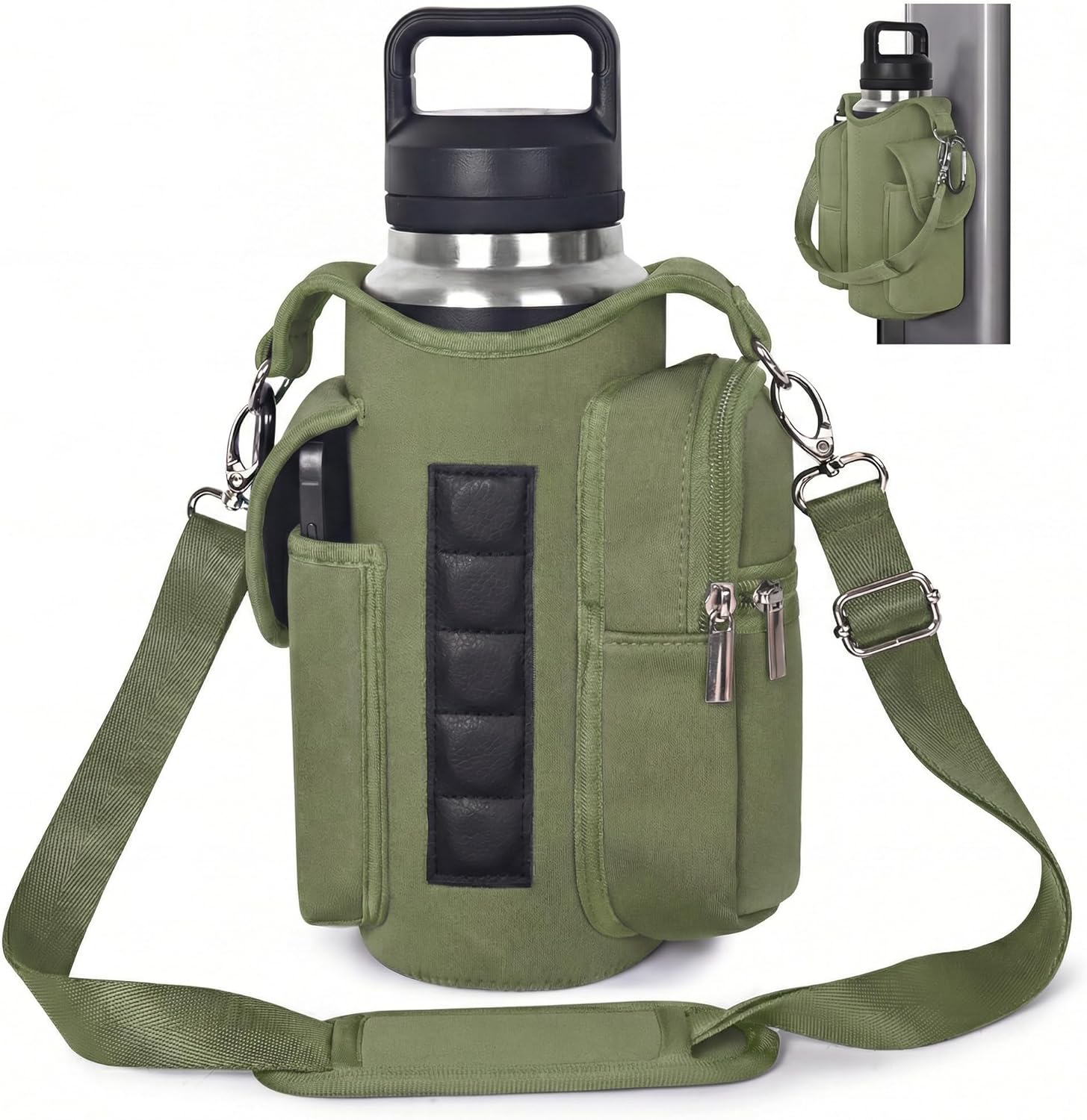 Skiennix Magnetic Gym Bag - Neoprene Water Bottle Carrier with Strap | Fits 18-40oz, Crossbody Design