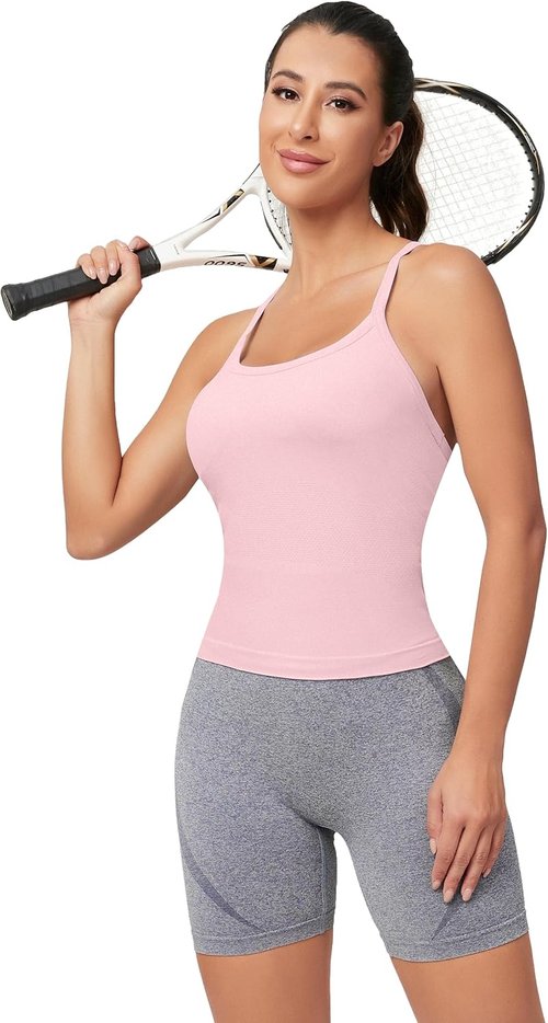 MathCat Workout Tank Tops - Sleeveless Gym Shirts with Built-In Bra for Women | Seamless Racerback Design
