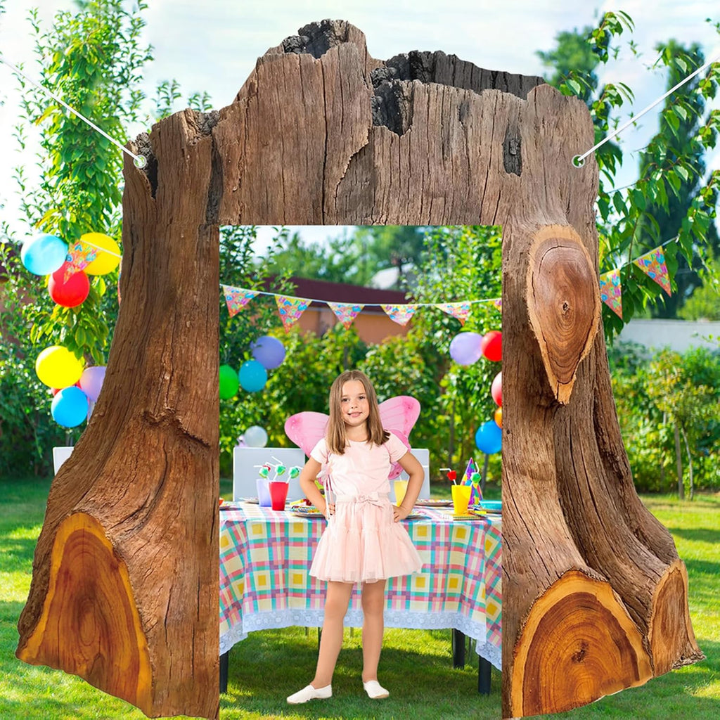 Skiennix Camping Wooden Circles Banner - Rustic Wood Party Decorations for Forest-Themed Events