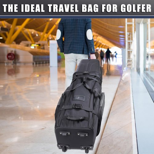CHAMPKEY High Performance Hard Case Golf Travel Bag - 1680D Premium Oxford Fabric Golf Travel Cover with Oversized Travel Wheels (Grey), normal, G-TB-4.0