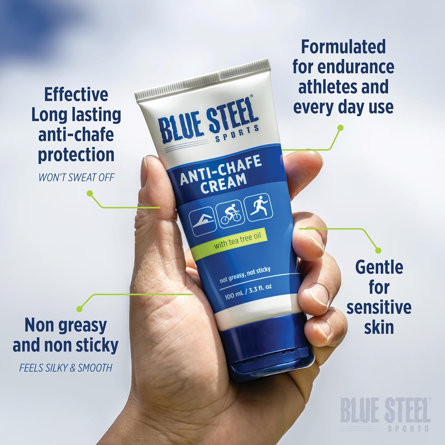 Skiennix Anti-Chafe Cream 100ml - Long-Lasting Protection for Running & Sports | Sweat & Water Resistant | Non-Greasy Formula for Sensitive Skin