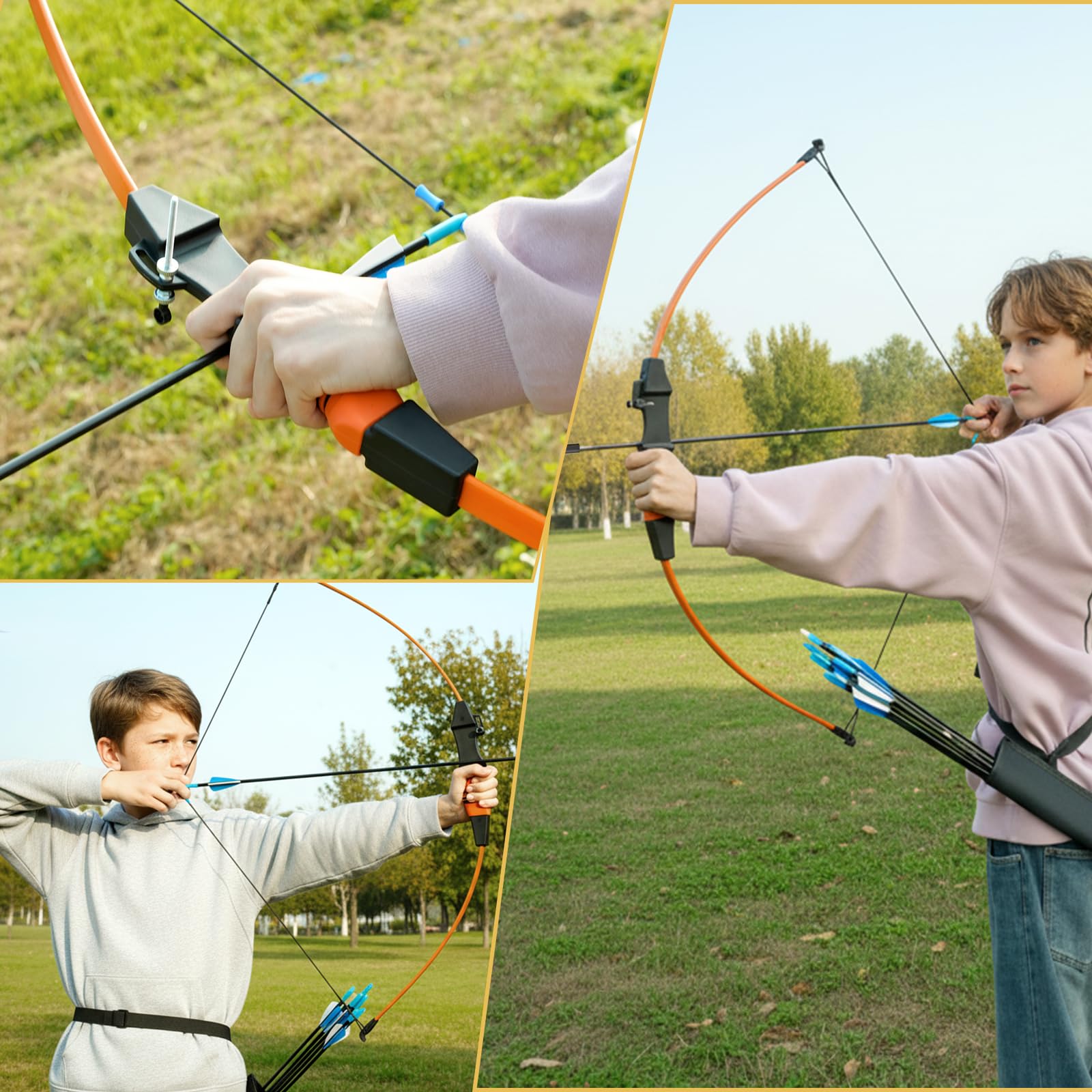 Procener 40" Bow and 28" Arrow Set for Kids, Archery Beginner Gift with 9 Arrows 2 Target Face, 1 Arm Guard and 1 Quiver, 18 Lb Recurve Bow Kit for Teen Outdoor Sports Game Hunting Toy (Black)