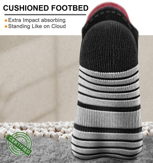 KEMISANT Mens Running Socks 6 Pairs-Athletic Compression Ankle Socks Cushioned for Men Walking-Arch Compression Support(6Pairs,Shoes Size:Men 13-15)