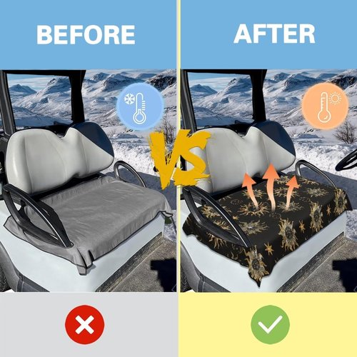 Golden Winter Golf Cart Seat Covers Sun Quick-Drying Winter Golf Accessories Protect Your Carts Seats from Scorching Sun and Sudden Rain Showers—Play Longer, Stay Comfortable