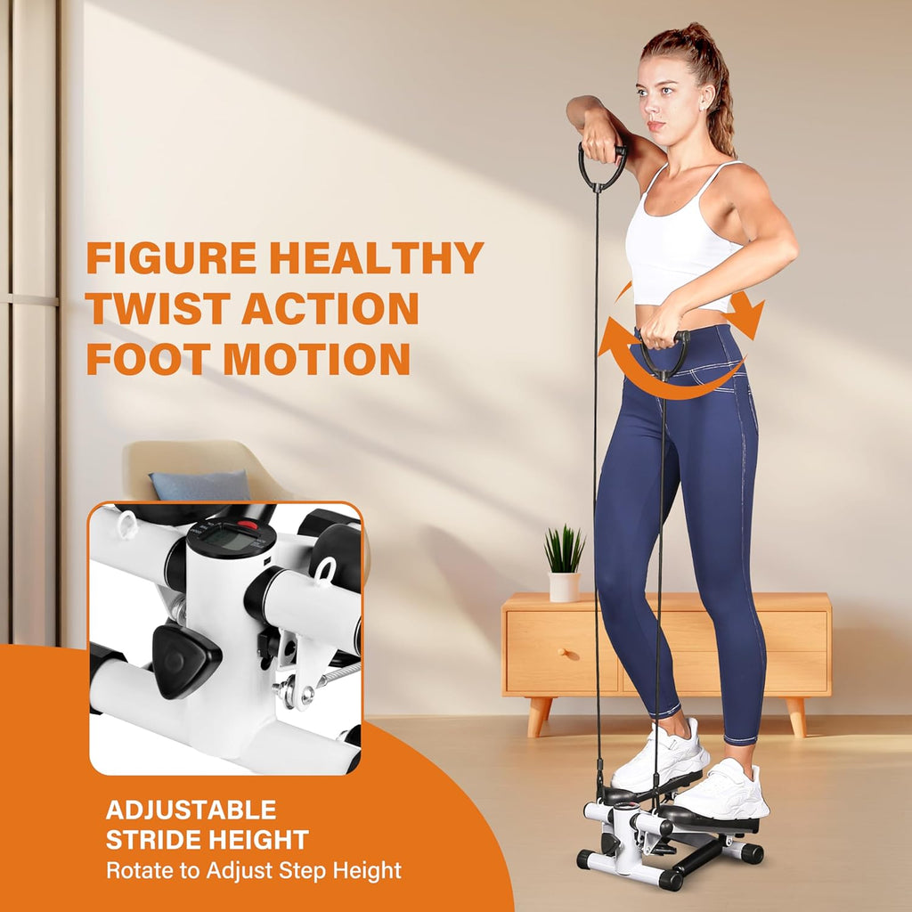 YSSOA Mini Stepper - Full Body Fitness Equipment with Resistance Bands | Home Workout Solution