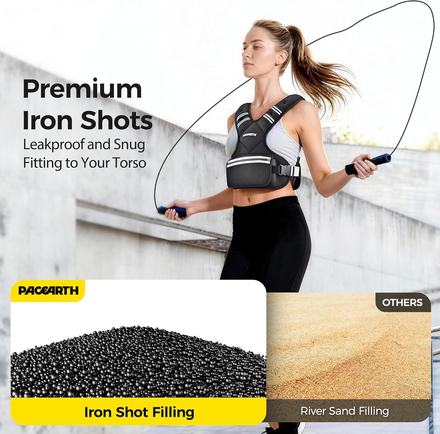 PACEARTH Adjustable Weight Vest - X-Shape Design for Home Workouts | 4-32lbs with Zipper Pouch, Available in Pink, Gray, Black