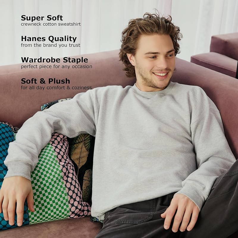 Hanes EcoSmart Fleece Sweatshirt for Women – Sand, Size Large, 1–2 Pack