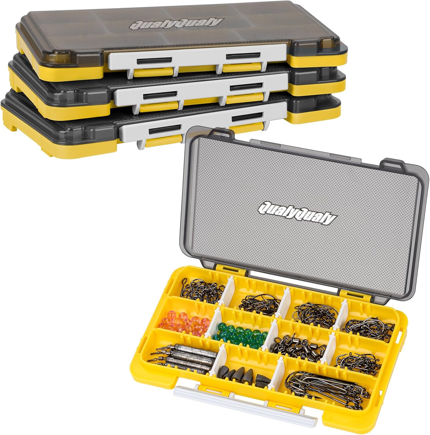 QualyQualy Fishing Tackle Box - Small Organizer with Removable Dividers | 2-in-1 Mini Hook Storage