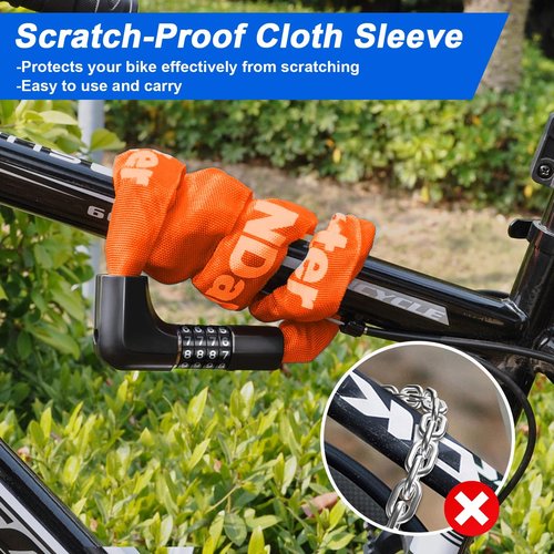 NDakter Upgrade Bike Chain Lock with 4 Digit Combination and 2 Keys, 3.2/4.28 Ft Heavy Duty Anti-Theft Bicycle Lock, 2 Ways to Unlock High Security Scooter Locks for Ebike, Escooter, Door