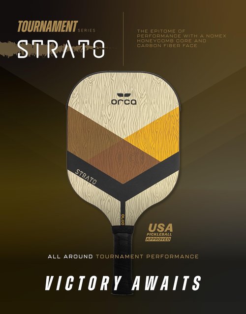 Orca Paddle Co. Strato Pickleball Paddle Set with Padded Carry Bag - Lightweight, Fiberglass Racket with Nomex Honeycomb Core, Anti-Slip Grip for Adults - Premium Pickle-Ball Equipment
