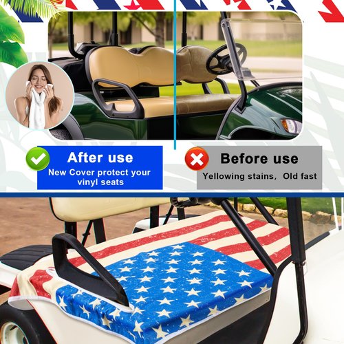DaisyInner 2 Sets Golf Cart Seat Covers Towel Blanket Made of Microfiber, 51 x 31 Inch Easy to Install and Clean, Soft, Offer Protection for Your Golf Car Seat for All Seasons (Us Flag)