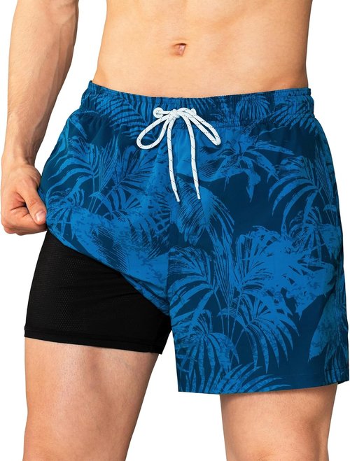 BRISIRA Men's Swim Trunks - Quick Dry 5-Inch Bathing Suits with Compression Liner & Pockets