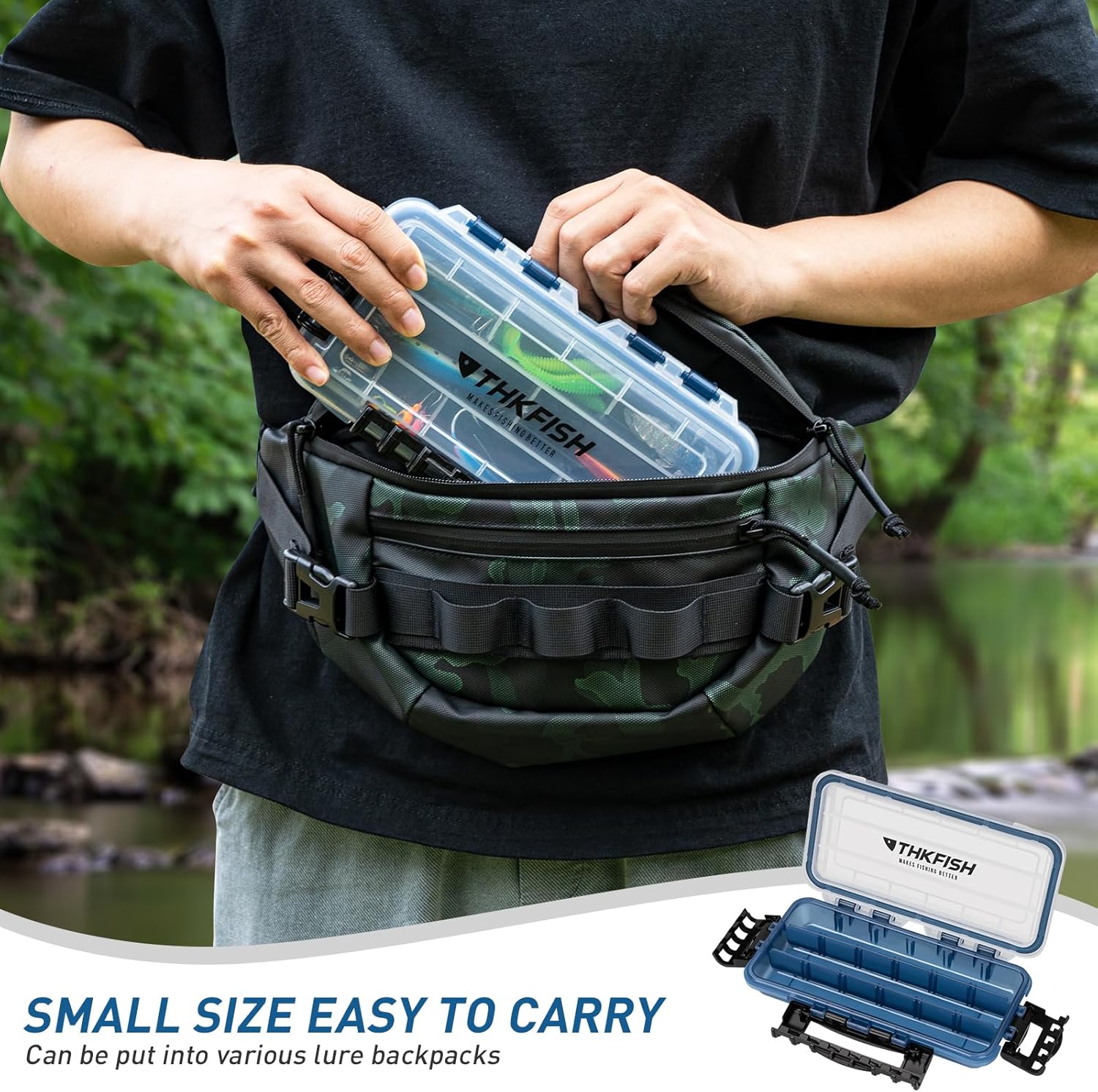 THKFISH Fishing Tackle Box - Floating Lure Storage Organizer with Adjustable Dividers | 2-Pack, Sun-Proof