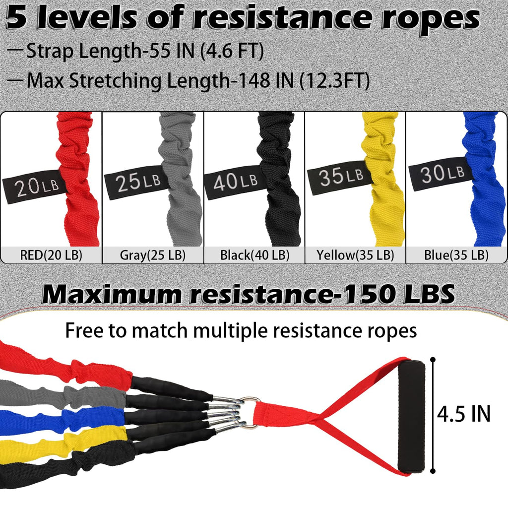 Resistance Bands Set, 15 PCS Adjustable Exercise Tubes with Handles, Door Anchor & Ankle Strap, Home Gym Workout Bands for Men & Women, Strength Training, Fitness Bands, Resistance Tubes,20-40lbs