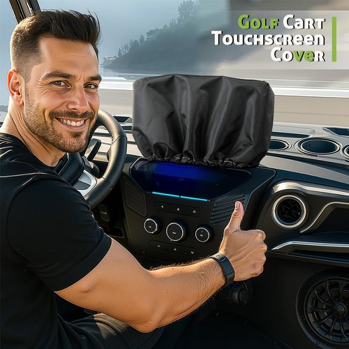 Copkim Golf Cart Waterproof Touchscreen Cover with Drawstring 10 x 4.5 x 7 Inch Oxford Fabric Black Waterproof Protection Golf Cart Accessories Protects Screen Device from Adverse Weather Damage