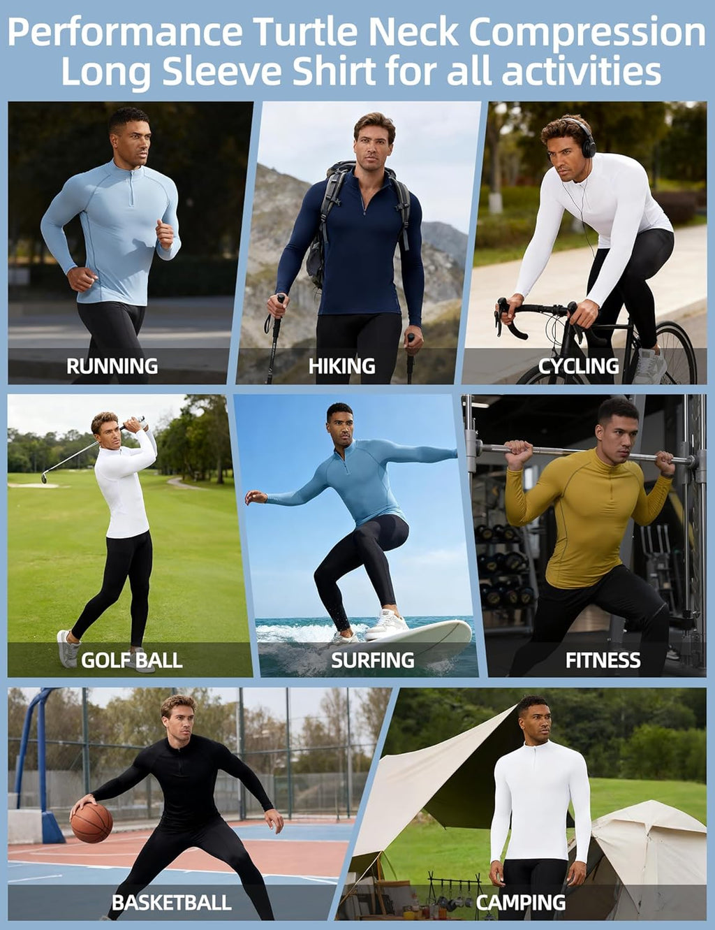 SPVISE Quarter Zip Workout Pullover - Men's Dry Fit Long Sleeve Compression Tee | Sport Baselayer
