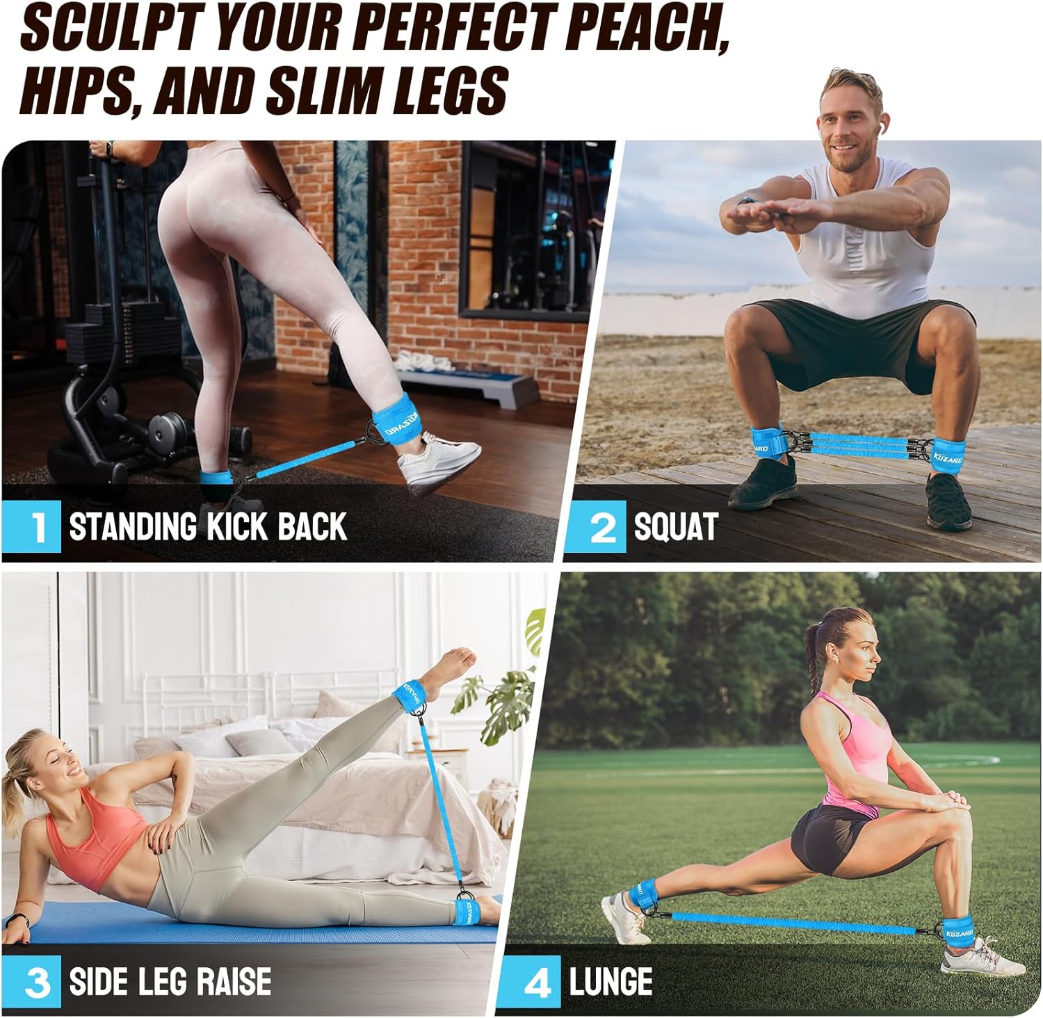 Skiennix Ankle Resistance Bands - Adjustable Cuffs for Leg & Glutes Workout | Home Gym Fitness Equipment