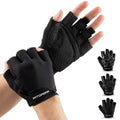 Fitgriff® Workout Gloves (Padded) for Men & Women - Fingerless Gym Gloves for Weight Lifting, Training - Full Palm Protection (Black, Size 5)