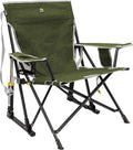 GCI Outdoor Kickback Rocker Camping Chair - Portable Folding Rocking Chair with Drink Holder & Durable Armrests - Loden Green