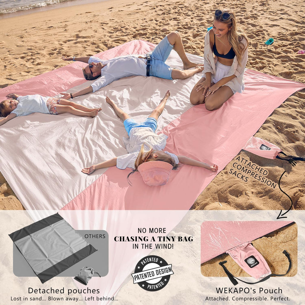 WEKAPO Beach Blanket - Extra Large Sandproof & Waterproof Mat | Quick-Drying, Compact Design for Picnics & Camping