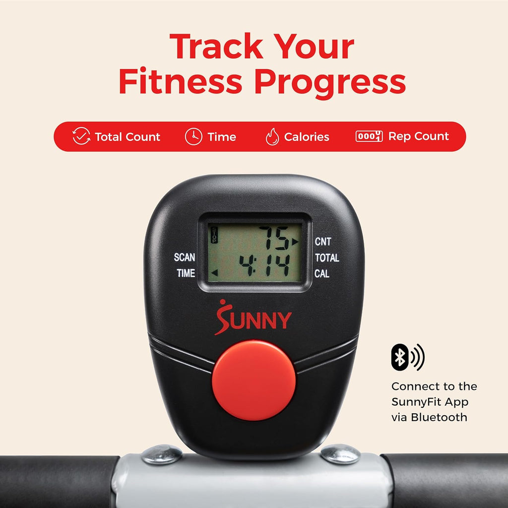 Sunny Health & Fitness Smart Row-N-Ride | Foldable Glute & Leg Trainer with SunnyFit App Connection