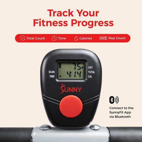 Sunny Health & Fitness Smart Upright Row-N-Ride Exerciser, Squat Assist Trainer for Glutes Workout with Adjustable Resistance, Easy Setup & Foldable, Glute & Leg Exercise Machine- NO. 077S