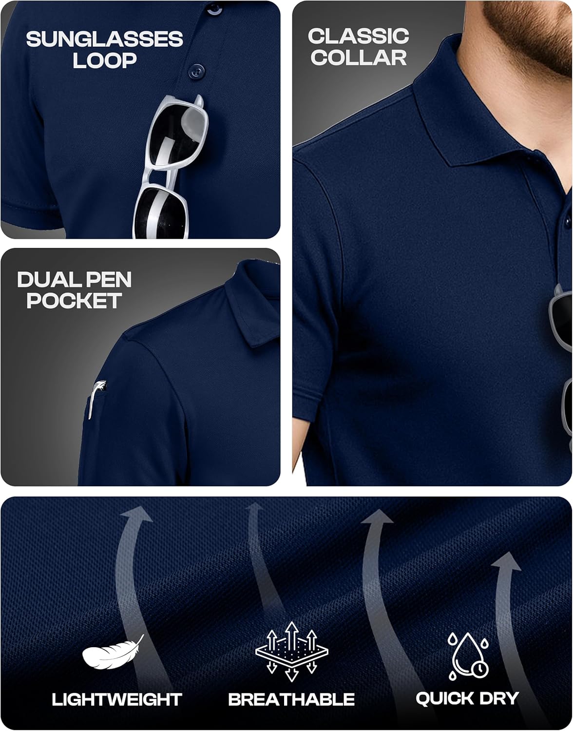 NY Threads Men's Polo Shirt - UPF 50+ Quick Dry Tactical Jersey for Golf | Short Sleeves