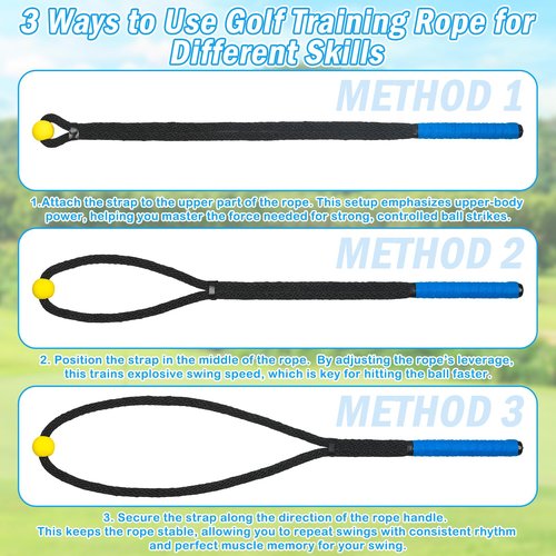 NewShot Weighted Premium Golf Rope Swing Trainer, Professional Golf Swing Rope, Warm-Up Training Tempo Aids with Ball and Grip to Improve Speed, Rhythm, Flex & Strength for All-Level Golfers