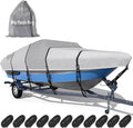 Ultra Durable 1600D + 1200D Boat Cover - Waterproof Protection for 16-18.5ft Tri-Hull & V-Hull Boats | Includes Storage Bag