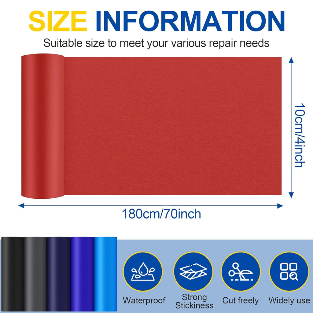 Skiennix Fabric Repair Tape - Waterproof Self-Adhesive Nylon Patch Kit for Jackets & Tents | Red 4x70 Inch