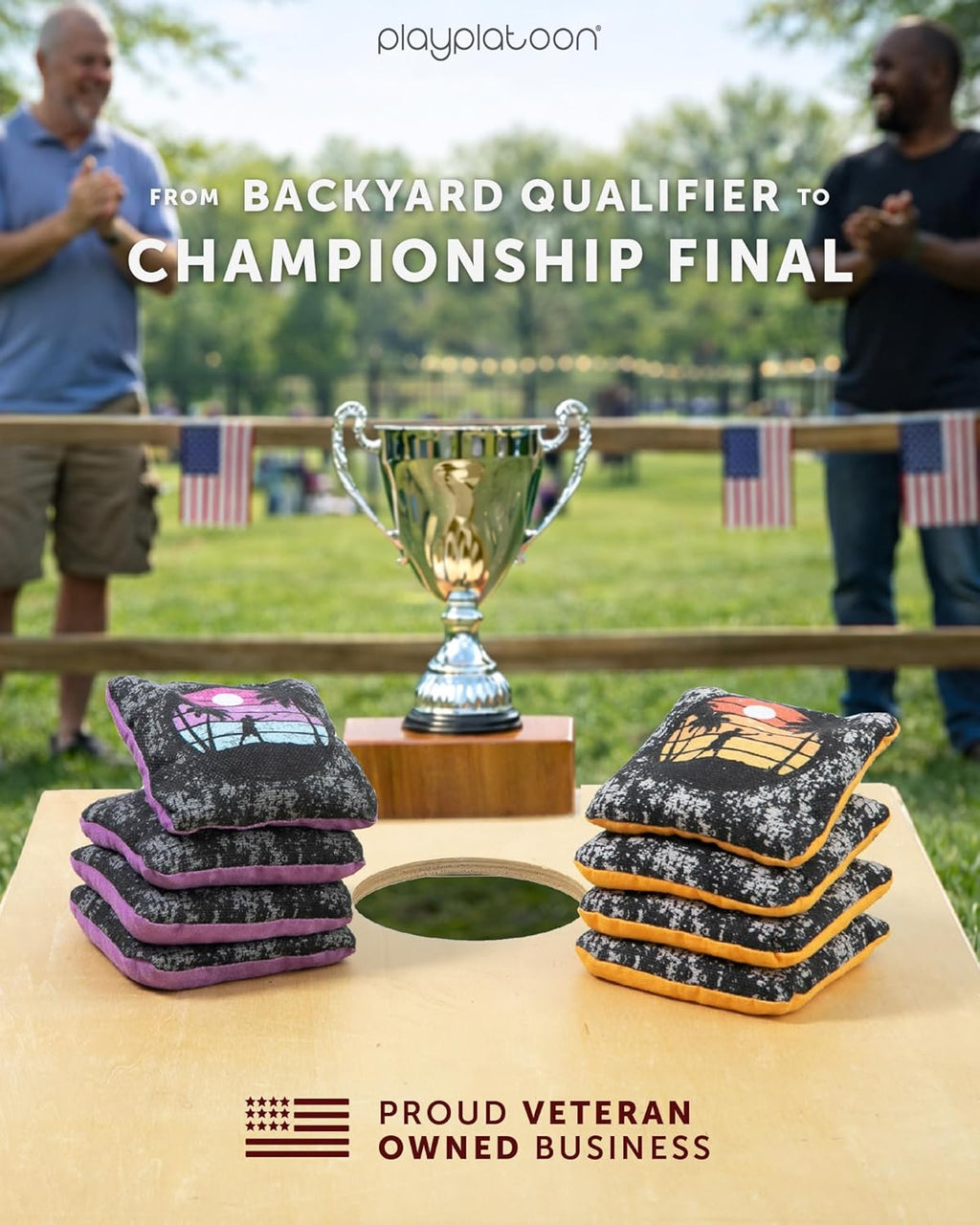 Play Platoon Pro Cornhole Bags - Dual-Sided Slick & Sticky Competition Set of 8 | Tournament Series