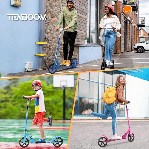Kick Scooter for Ages 6+, Kids, Teens & Adults. Max Load 240 LBS. 8IN Big Wheels for Kids, Teens & Adults, 3 Adjustable Levels (White)