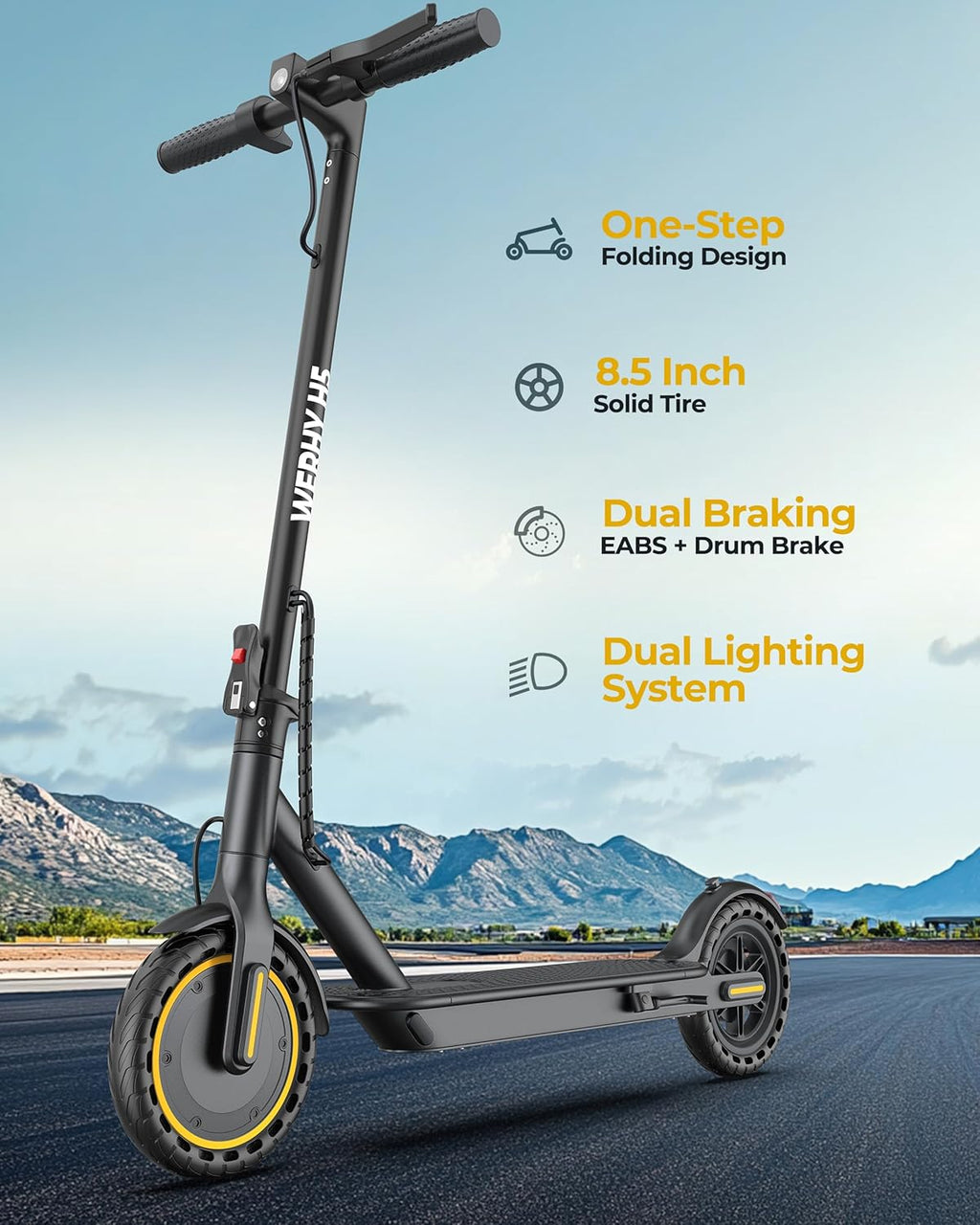WERHY Electric Scooter - 350W/500W Motor, 19/22 MPH Speed, 15-28 Miles Range, Folding Design for Adults