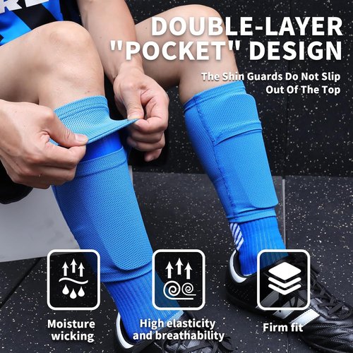 LPONJAR Soccer Shin Guards - Protective Shin Pads with Optimized Insert Pocket for Kids & Adults