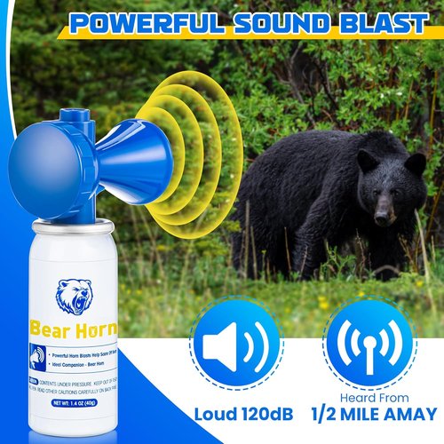 Bear Horn 1.4oz Self Defense Air Horn - 120dB Sound, Effective Up to 1/2 Mile | Perfect for Hiking
