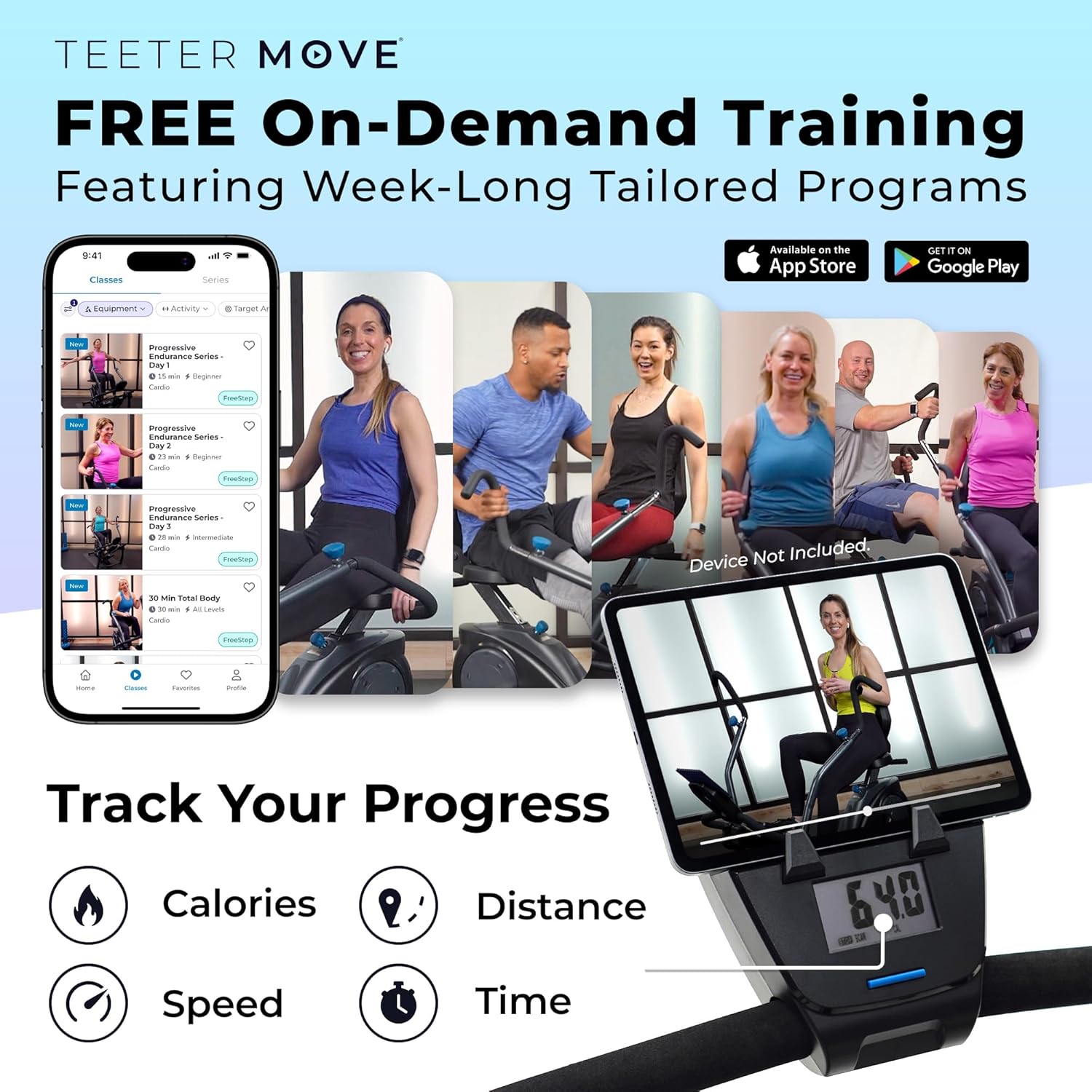 Teeter FreeStep Recumbent Cross Trainer | Zero-Impact Exercise Bike Alternative, 350lb Capacity