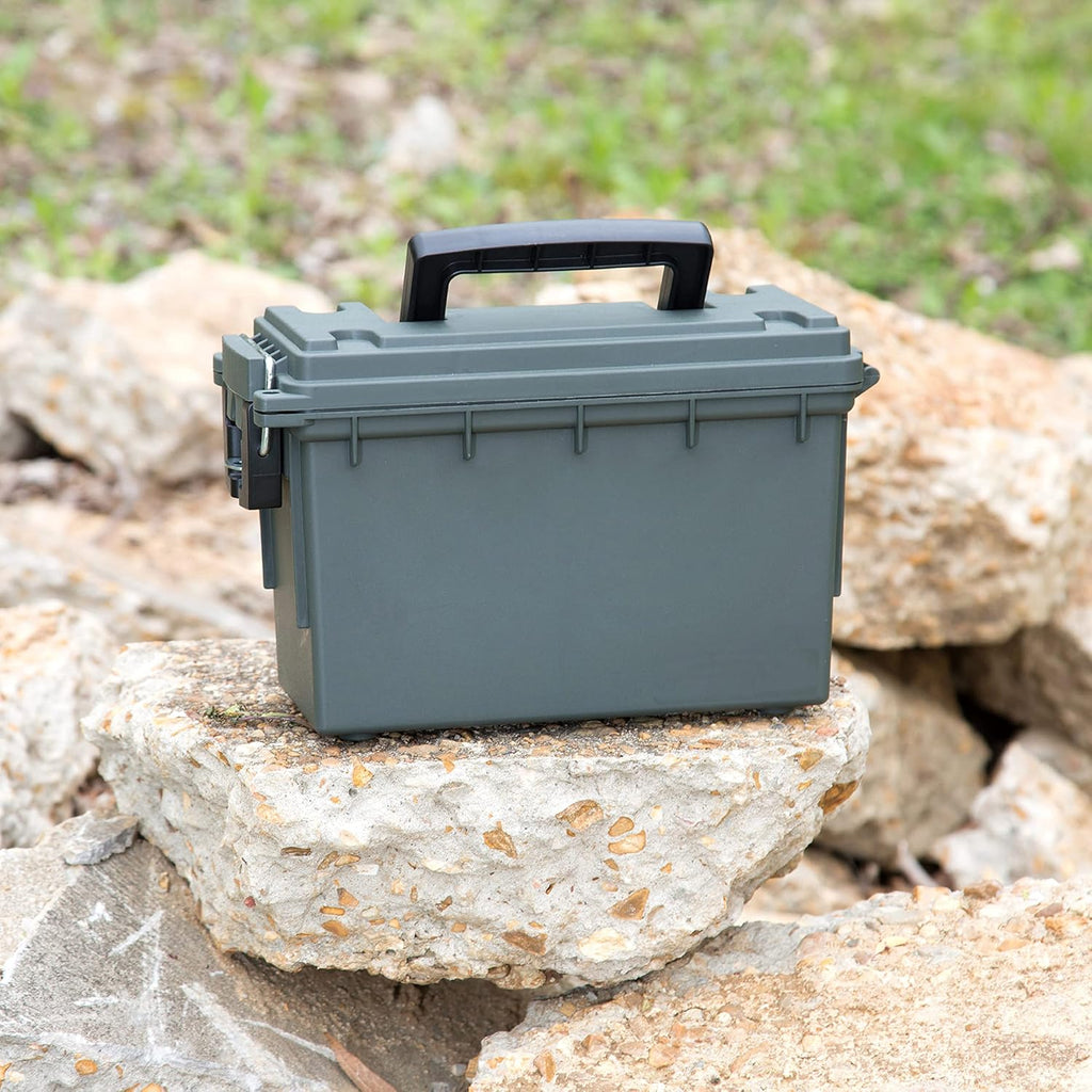 Sheffield 12626 Ammo Storage Box - Stackable .30 Cal, Water & Dust Resistant, Lockable, Green | Pack of 6
